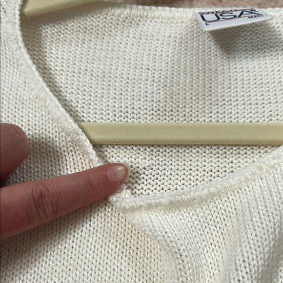 Vintage Cream Red Nautical Striped Sleeveless Sweater Size Large Sailboat Anchor - Picture 11 of 11